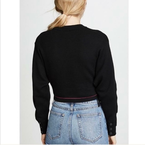 Rag & Bone / JEAN Sharon Knit Top Black Pink Cropped Crewneck Sweater Size XS - Picture 4 of 16